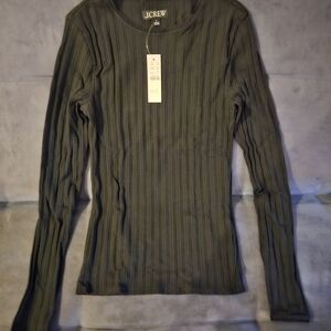 J.Crew Black Ribbed Long-Sleeve Top